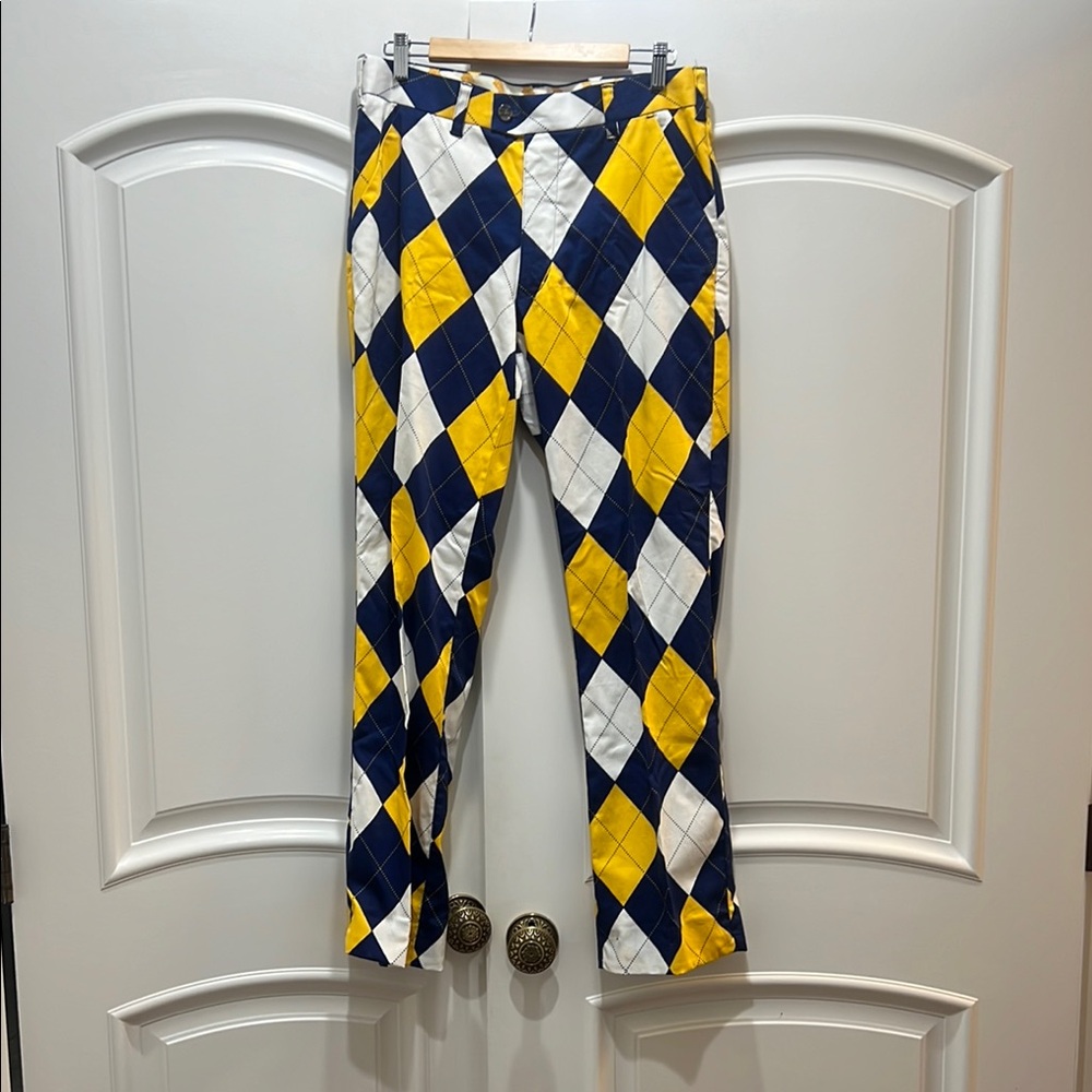 Blue and Yellow Men’s Loudmouth Argyle Pants (32x34)